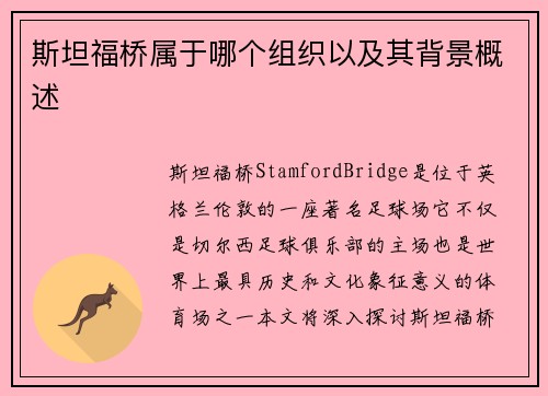 斯坦福桥属于哪个组织以及其背景概述